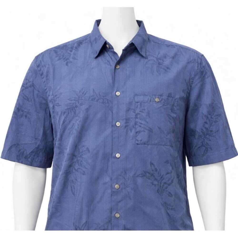 Hollis River Shirt Men XL Blue Short Sleeve Hawaiian Aloha Button Up Lightweight